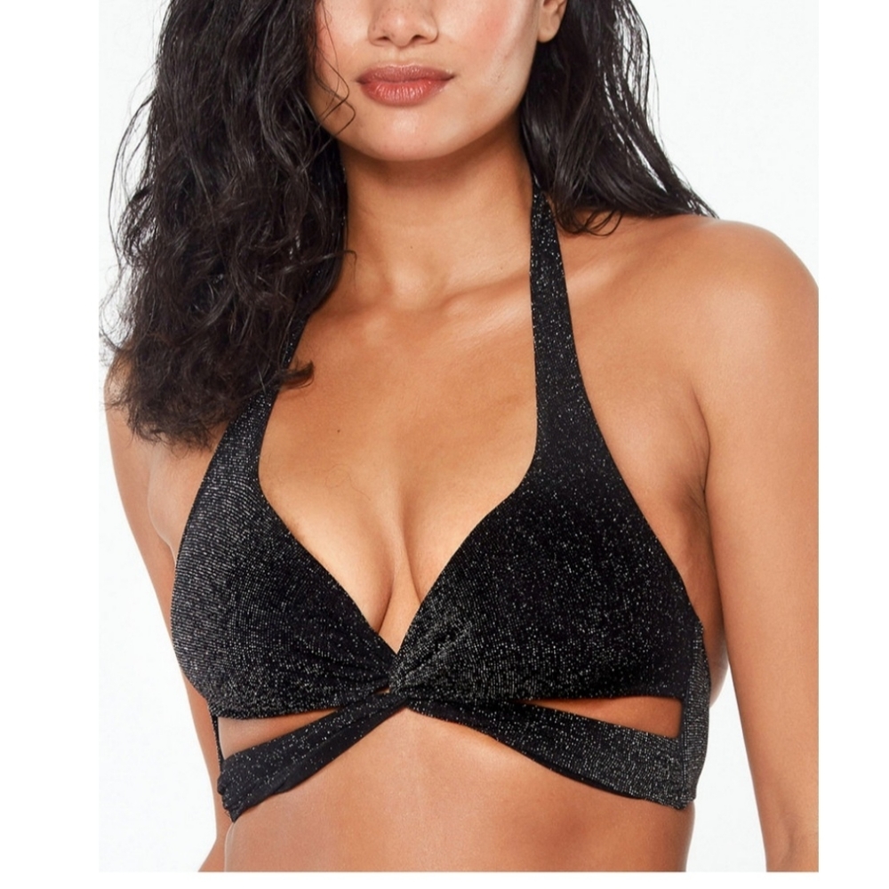 BAR III * Shimmer twist halter bikini top SIZE XS NWT